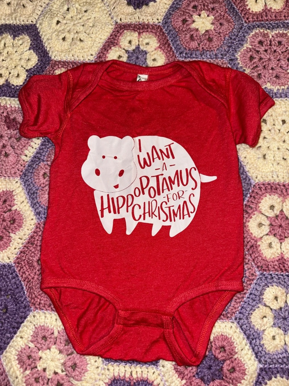Rabbit Skins Red Infant Onesie with White Graphic Accent